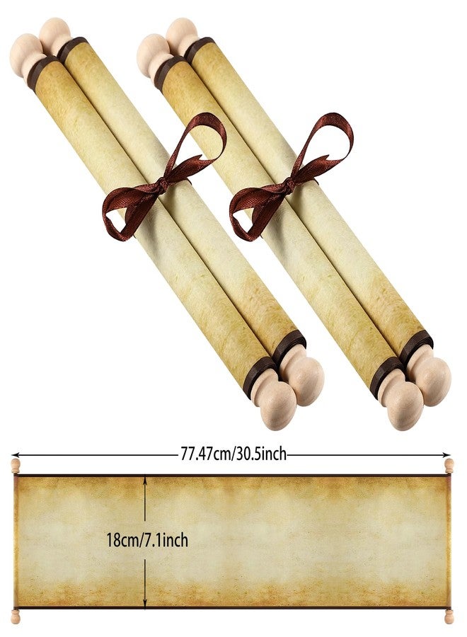 Makevivi 2 PCS Blank Scrolls Paper with Wood Rods, for Naughty or Nice List, Writing, Wedding Vows, Invitation, Love Letter, Cosplay Prop, Renaissance, 7.1 x 30.5 inches - Image 2